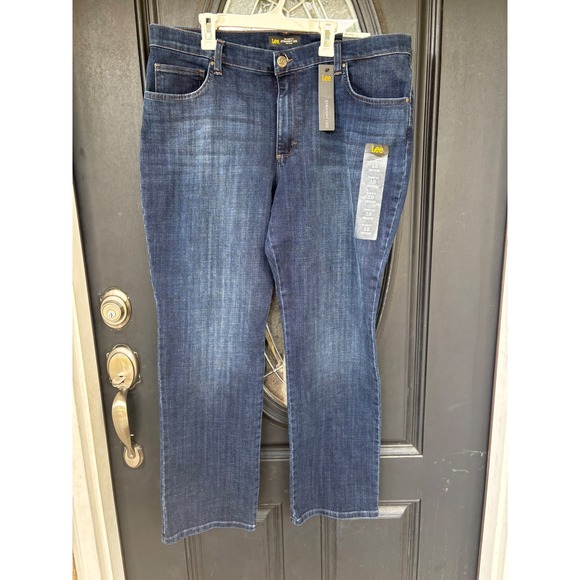Lee Denim - Lee Womens Relaxed Fit Straight Leg Mid Rise Dark Wash Jeans 18 Medium 3054039